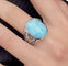Bague 55 Bague chevalière en or blanc 18K avec larimar, saphirs et diamants 58 Facettes 762729