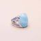 Bague 55 Bague chevalière en or blanc 18K avec larimar, saphirs et diamants 58 Facettes 762729