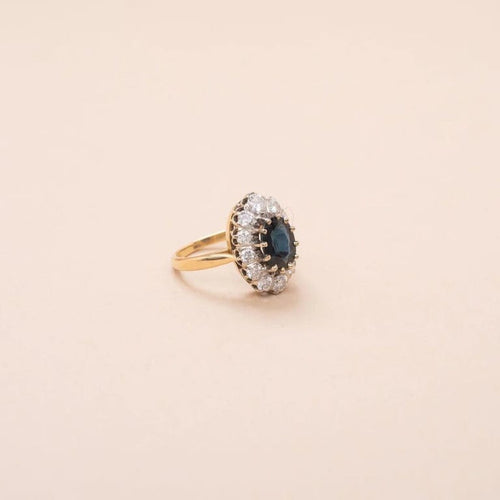 Bague 52 Bague Pompadour vintage en or jaune avec saphir et diamants 58 Facettes 794061