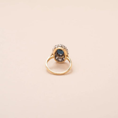 Bague 52 Bague Pompadour vintage en or jaune avec saphir et diamants 58 Facettes 794061