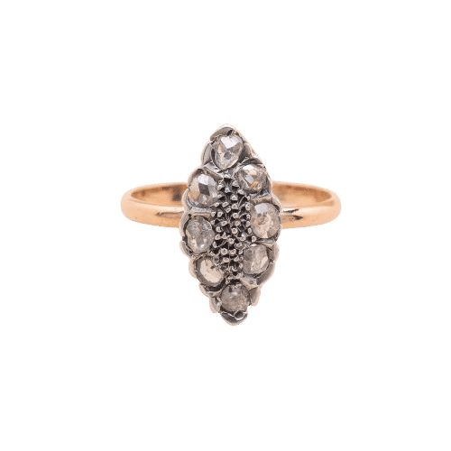 Bague 55 Bague marquisette en or rose 18K et argent, diamants 58 Facettes 762568