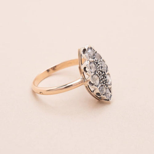 Bague 55 Bague marquisette en or rose 18K et argent, diamants 58 Facettes 762568