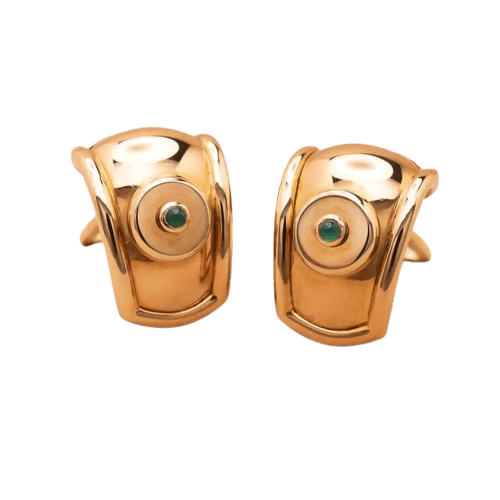 Boucles d'oreilles Tabbah Suzanne - Clips en or jaune 18K et cabochons d’émeraude 58 Facettes 762322