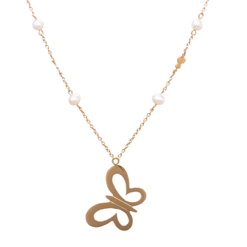 Collier Collier en or jaune 18K avec perles de culture et papillon 58 Facettes 793336