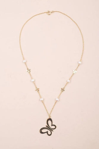 Collier Collier en or jaune 18K avec perles de culture et papillon 58 Facettes 793336