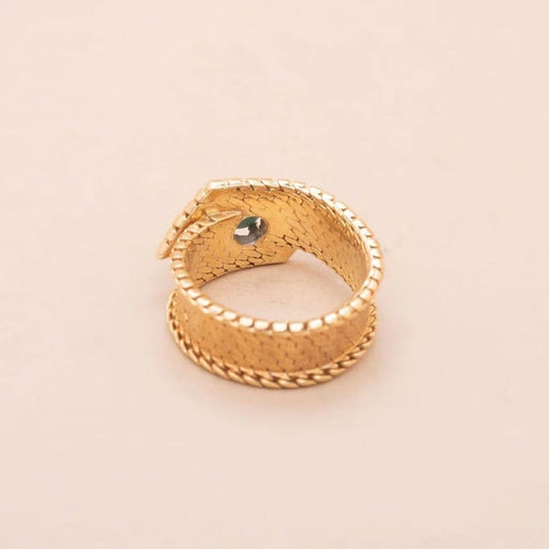 Bague 54 Bague ruban vintage en or jaune 18K et turquoise 58 Facettes 793328