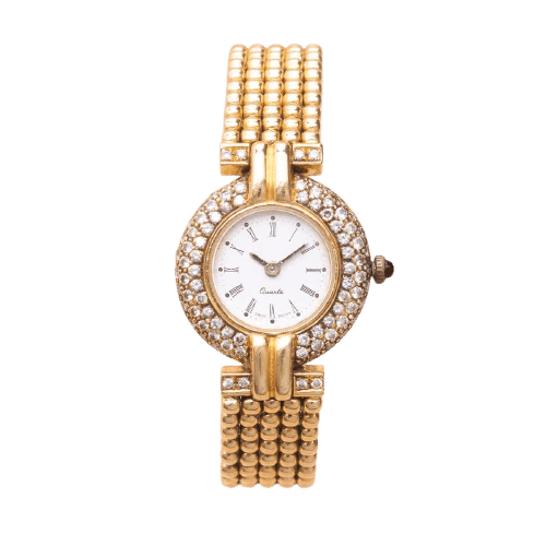 Montre Montre tennis vintage en or jaune 18K et diamants 1,90 ct 58 Facettes 793339
