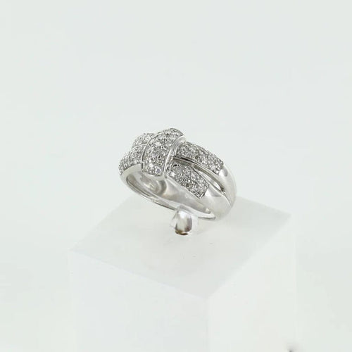 Bague 54.5 Bague lien en or blanc 750 sertie de diamants 58 Facettes
