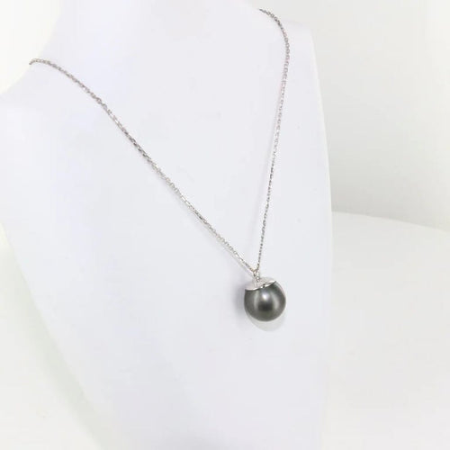 Collier Collier perle de Tahiti en or blanc 18K avec diamant 58 Facettes