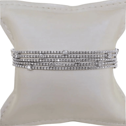Bracelet Bracelet rivière 5 rangs en or gris et diamants 58 Facettes