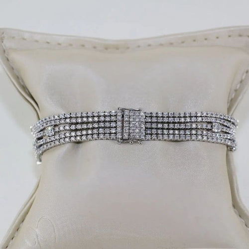 Bracelet Bracelet rivière à 5 rangs en or gris 18k et diamants 58 Facettes