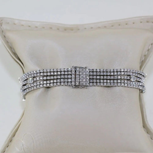 Bracelet Bracelet rivière 5 rangs en or gris et diamants 58 Facettes