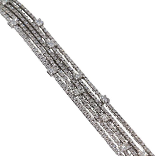 Bracelet Bracelet rivière à 5 rangs en or gris 18k et diamants 58 Facettes