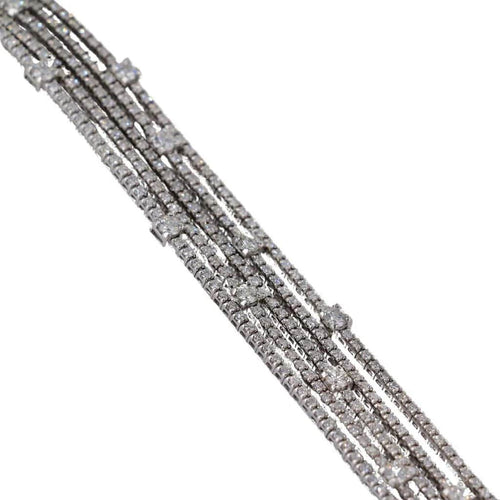 Bracelet Bracelet rivière 5 rangs en or gris et diamants 58 Facettes