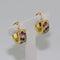 Boucles d'oreilles Créoles pavées de diamants, rubis et saphirs en or jaune 18 carats 58 Facettes