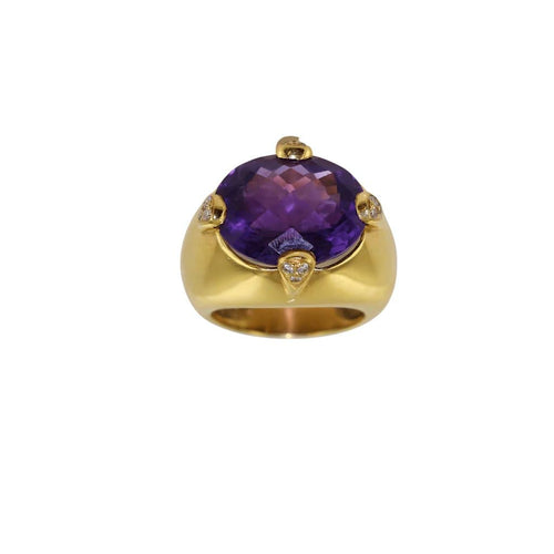 Bague 52 Bague améthyste et diamants en or jaune 18 carats 58 Facettes