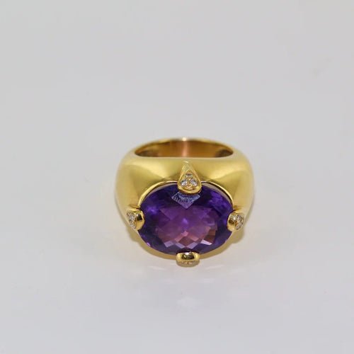 Bague 52 Bague améthyste et diamants en or jaune 18 carats 58 Facettes