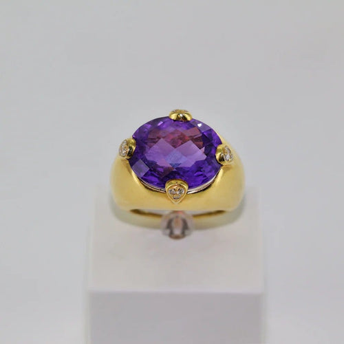 Bague 52 Bague améthyste et diamants en or jaune 18 carats 58 Facettes