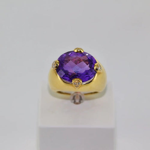 Bague 52 Bague améthyste et diamants en or jaune 18 carats 58 Facettes