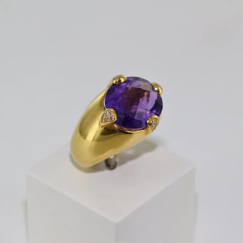 Bague 52 Bague améthyste et diamants en or jaune 18 carats 58 Facettes