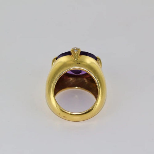 Bague 52 Bague améthyste et diamants en or jaune 18 carats 58 Facettes