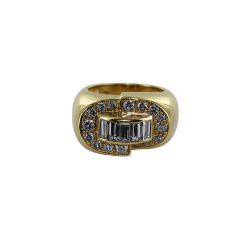 Bague 51 Bague jonc en or jaune et diamants baguette 58 Facettes