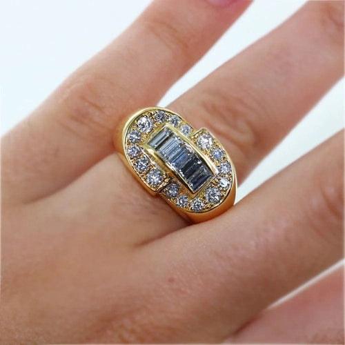 Bague 51 Bague jonc en or jaune et diamants baguette 58 Facettes