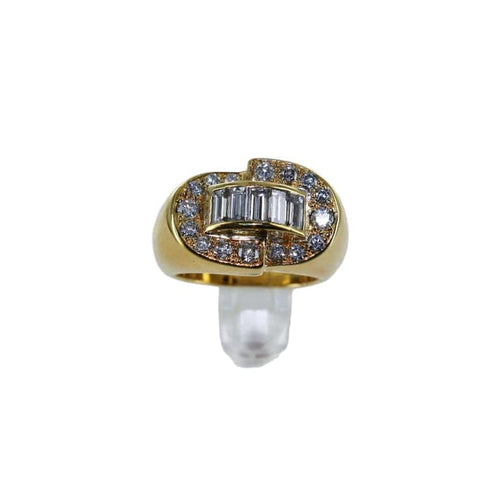 Bague 51 Bague jonc sertie de diamants baguette en or jaune 18 carats 58 Facettes