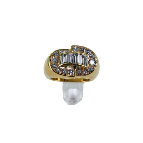 Bague 51 Bague jonc en or jaune et diamants baguette 58 Facettes