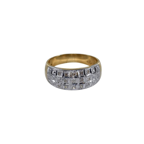 Bague 54 Bague 3 rangs bicolore en or gris et jaune avec diamants 58 Facettes