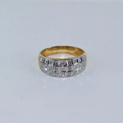 Bague 54 Bague 3 rangs de diamants en or gris et or jaune 18 carats 58 Facettes