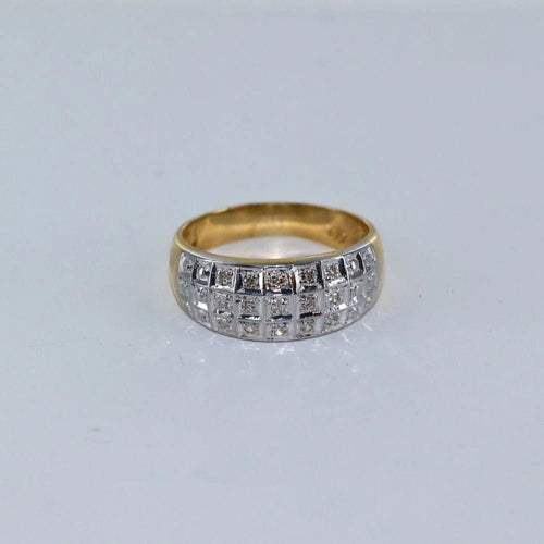 Bague 54 Bague 3 rangs bicolore en or gris et jaune avec diamants 58 Facettes