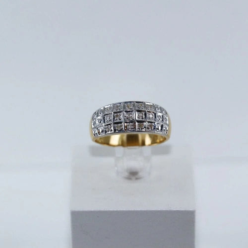 Bague 54 Bague 3 rangs bicolore en or gris et jaune avec diamants 58 Facettes