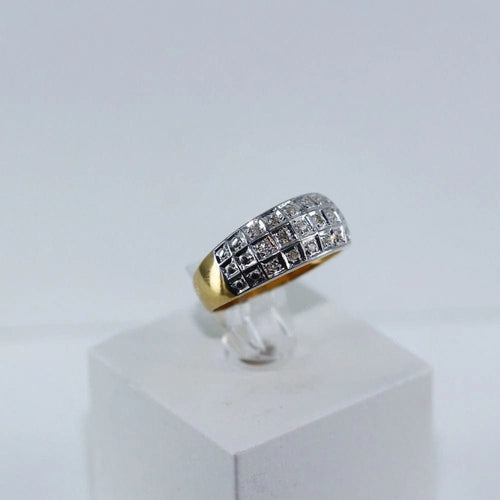 Bague 54 Bague 3 rangs bicolore en or gris et jaune avec diamants 58 Facettes