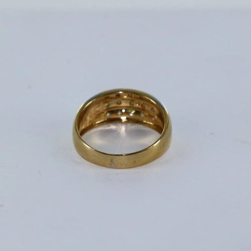 Bague 54 Bague 3 rangs de diamants en or gris et or jaune 18 carats 58 Facettes