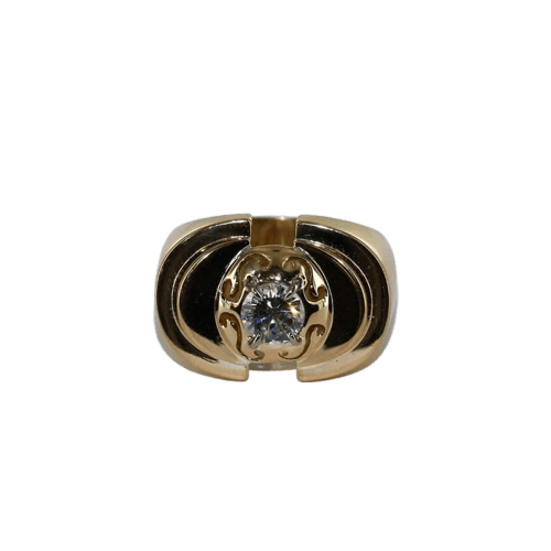 Bague 56 Bague tank en or jaune 18 carats avec diamant ancien 58 Facettes