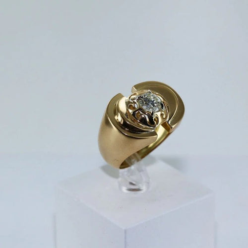 Bague 56 Bague tank en or jaune 18 carats avec diamant ancien 58 Facettes