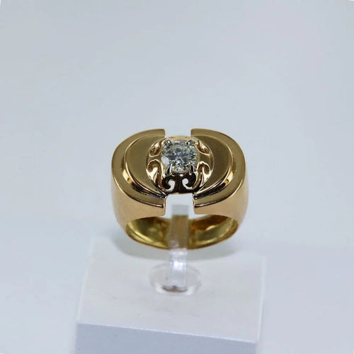 Bague 56 Bague tank en or jaune 18 carats avec diamant ancien 58 Facettes