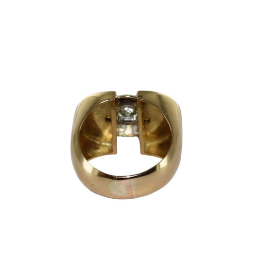 Bague 56 Bague tank en or jaune 18 carats avec diamant ancien 58 Facettes