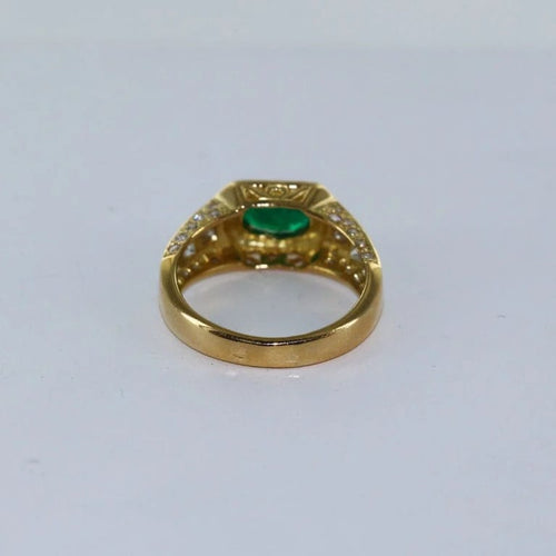 Bague 53 Bague émeraude et diamants en or jaune 18 carats 58 Facettes