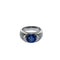 Bague 50 Bague boule en or blanc 18 carats avec saphir et diamants 58 Facettes