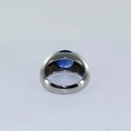 Bague 50 Bague boule en or blanc 18 carats avec saphir et diamants 58 Facettes
