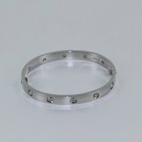 Bracelet Cartier LOVE - Bracelet jonc en or blanc 18 carats et diamants 58 Facettes