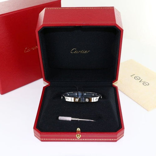 Bracelet Cartier LOVE - Bracelet jonc en or blanc 18 carats et diamants 58 Facettes