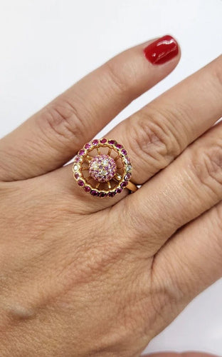 Bague 54 Boucheron Ma Jolie - Bague en or rose, saphirs roses et diamants 58 Facettes