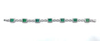 Bracelet Bracelet rivière en or gris 18 carats, émeraudes et diamants 58 Facettes