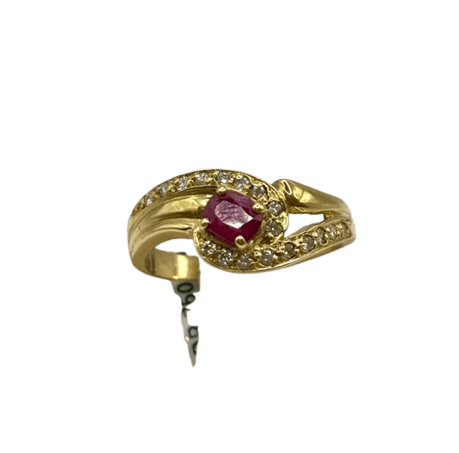 Bague 53 Bague entrelacée rubis et diamants en or jaune 18 carats 58 Facettes
