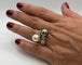 Bague 57 Bague Toi & Moi en or blanc 18 carats avec perles et diamants 58 Facettes