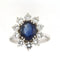 Bague 54 Bague marguerite - Bague en or gris avec saphir et diamants 58 Facettes 5956b