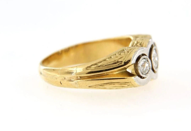Bague 58 Bague tank en or jaune et diamants taille ancienne 58 Facettes 5687s